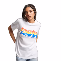 T-Shirt Vintage Scripted Infill Coton Blanc