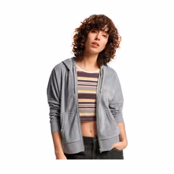 Sweat Superdry Velour Femme Gris