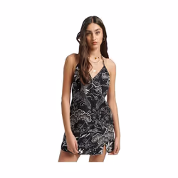 Robe Vintage Mini Slip Halter Viscose Noir