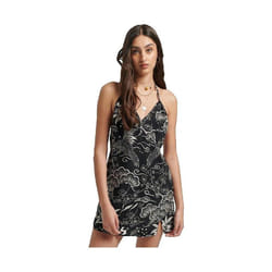 Robe Vintage Mini Slip Halter Viscose Noir
