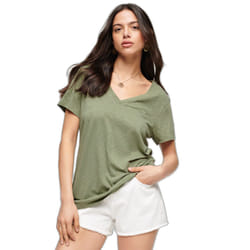 T-shirt col V brodé et flammé femme Superdry