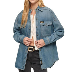 Surchemise Femme SUPERDRY Denim Overshirt - Bleu - Manches longues - Col chemise