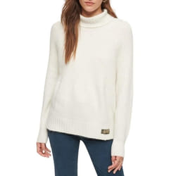 Pull blanc Superdry Essential Rib - Femme - Col roulé