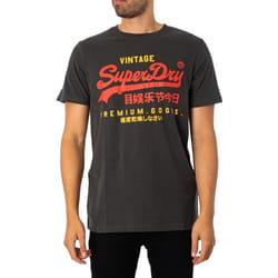 T-Shirt Classique Craquelé Avec Logo Vintage - Superdry - Homme - Noir