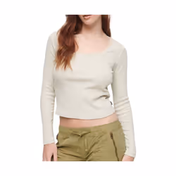 T-shirt manches longues en dentelle côtelée femme Superdry Essential