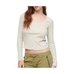 T-shirt manches longues en dentelle côtelée femme Superdry Essential