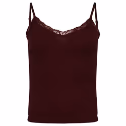 Débardeur Caraco côtelé en coton bio à liseré en dentelle femme Superdry Essential
