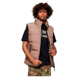 Superdry SPORTS PUFFER GILET- Vestes Homme- Fossil Brown