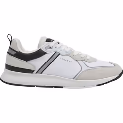 Basket Homme H-Runner Tech Sport - HACKETT - Blanc - Cuir - Lacets - Détails réfléchissants