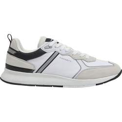 Basket Homme H-Runner Tech Sport - HACKETT - Blanc - Cuir - Lacets - Détails réfléchissants