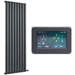 Vitality Ardus - Radiateur Électrique à Inertie Sèche avec Thermostat Wi-Fi Tactile - Anthracite - 178cm x 47.2cm - Hudson Reed