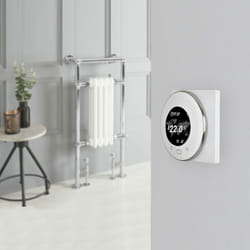 Hudson Reed - Elizabeth - Sèche-Serviettes Mixte Rétro Sur Pieds Blanc avec Thermostat Wi-Fi – 93cm x 45cm