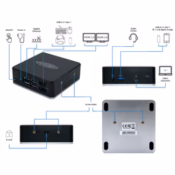 Origin Storage OSDOCK-MMUSBCA/EU station d'accueil USB 3.2 Gen 1 (3.1 Gen 1) Type-A + Type-C Noir - Vue supplémentaire 7