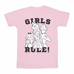 Disney - T-shirt PRINCESSES GIRLS RULE - Fille (Rose clair)