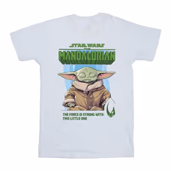 Star Wars - T-shirt THE MANDALORIAN THE FORCE IS STRONG - Homme (Blanc)