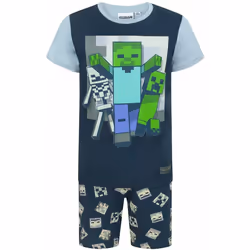 Minecraft - Ensemble de pyjama court UNDEAD - Garçon (Bleu marine)