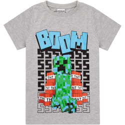 Minecraft - T-shirt BOOM - Garçon (Gris)