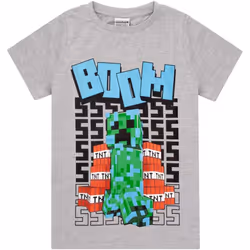 Minecraft - T-shirt BOOM - Garçon (Gris)