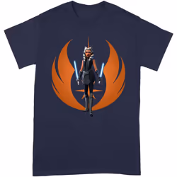 Star Wars: The Clone Wars - T-shirt AHSOKA REBEL POSE - Adulte (Bleu marine / Orange)