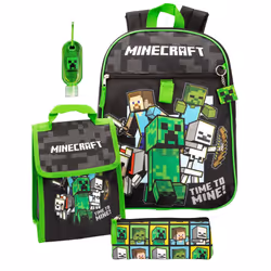 Minecraft - Ensemble Sac à dos TIME TO MINE - Enfant (Noir / Vert)