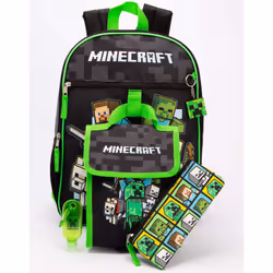 Minecraft - Ensemble Sac à dos TIME TO MINE - Enfant (Noir / Vert)