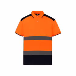 Yoko - Polo Haute-visibilité - Unisexe (Orange / bleu marine)