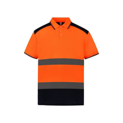 Yoko - Polo Haute-visibilité - Unisexe (Orange / bleu marine)