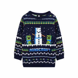 Minecraft - Pull - Enfant (Bleu marine / Vert / Blanc)