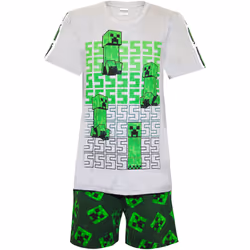 Minecraft - Ensemble de pyjama court - Garçon (Gris chiné / Vert / Noir)