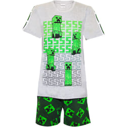 Minecraft - Ensemble de pyjama court - Garçon (Gris chiné / Vert / Noir)