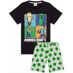 Minecraft - Ensemble de pyjama court - Garçon (Noir / Gris chiné / Vert)