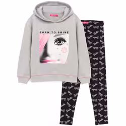 Barbie - Ensemble sweat à capuche et legging - Fille (Gris / Noir / Blanc)