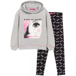 Barbie - Ensemble sweat à capuche et legging - Fille (Gris / Noir / Blanc)