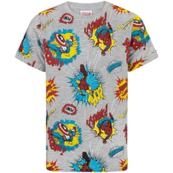Marvel - T-shirt - Garçon (Gris chiné / Rouge / Jaune)