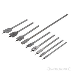 Jeu de 8 mèches plates pour bois SILVERLINE - Tailles 6 à 32 mm - Avec rallonge de 300 mm