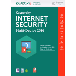 Kaspersky Internet Security – Multi-Device 2016, 5 licence(s), 1 année(s), Base, Support physique