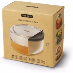 black+blum GR-LB-L014 gamelle Boîte de rangement alimentaire 0,75 L Verre, Polypropylène (PP), Silicone, Acier inoxydable, Bois Amande 1 pièce(s)