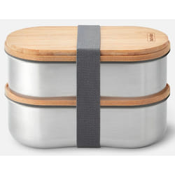 black+blum BAM-BT-L016 boîte hermétique alimentaire Ovale 0,5 L Bambou, Acier inoxydable 2 pièce(s)