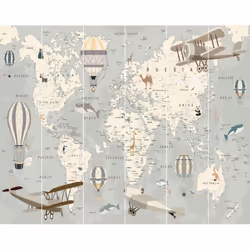 Description générale Le papier peint mural Walltastic Carte du Monde 305x244 cm est idéal pour transformer la chambre de votr ...