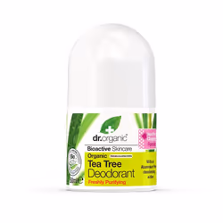 Dr Organic Tea Tree, Femmes, Déodorant, Déodorant roll-on, 50 ml, Tous types de peau, Apaisant
