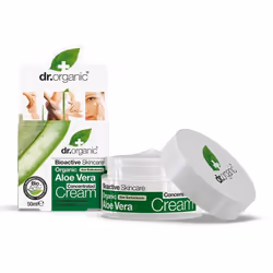 Dr Organic Aloe Vera, Crème, Hydratant, Nourrissant, Adoucissant, Apaisant, Peau sèche, Peau sensible, 50 ml, Pot, Aloe barba ...