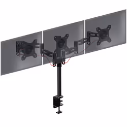 Support triple 3 écrans PC Duronic DM353 - Hauteur ajustable - VESA 75/100 - Noir