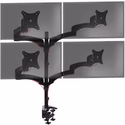 Duronic DM454 Support quadruple 4 écrans PC pour bureau à pince - Gestion des câbles intégrés