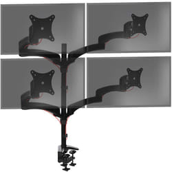 Duronic DM454 Support quadruple 4 écrans PC pour bureau à pince - Gestion des câbles intégrés