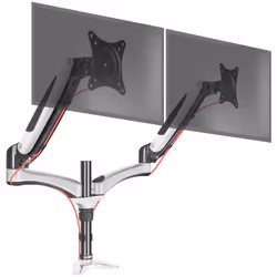 Duronic DM652 Support double 2 écrans PC pour bureau à pince - Bras à gaz ajustable à la volée