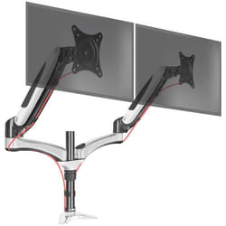 Duronic DM652 Support double 2 écrans PC pour bureau à pince - Bras à gaz ajustable à la volée