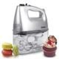 Duronic HM4 Batteur 400W 5 vitesses avec fonction Turbo – compartiment de rangement - 2 batteurs / 2 crochets à pétrir et 1 fouet