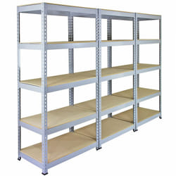 3 Rayonnages Q-Rax en Acier Sans Boulons Gris 90cm x 50cm x 182,5cm - Monster Racking