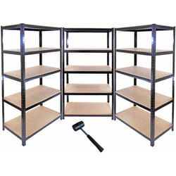 Monster Racking - Lot de 3 Rayonnages T-Rax en Acier Sans Boulons Noirs 90cm x 45cm x 180cm