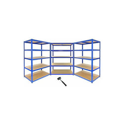 Monster Racking - 3 Rayonnages T-Rax en Acier 100 % Sans Boulons Bleus 120cm x 60cm x 180cm 1400KG par Rayonnage Parfait pour Entrepôt Garage mdf